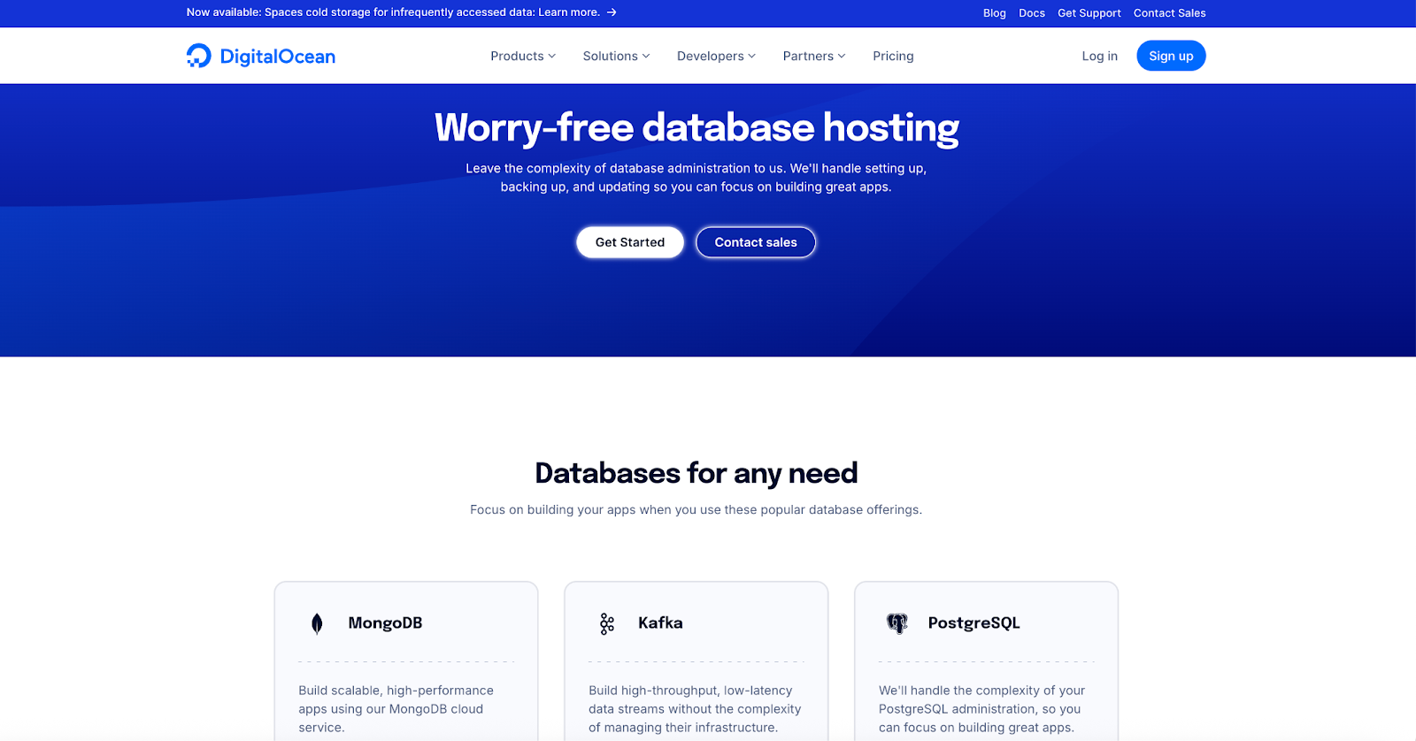 DigitalOcean managed databases product page